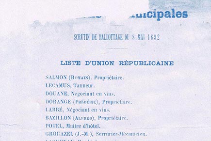 Candidature de Jean Marie Guéhenno aux élections municipales de Fougères en 1892.