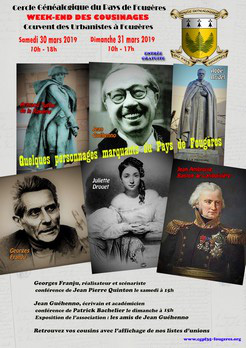 Le Cercle généalogique du Pays de Fougères organise son WEEK-END DES COUSINAGES.